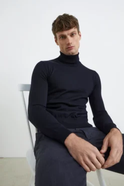 Maglia dolcevita in lana - BLU