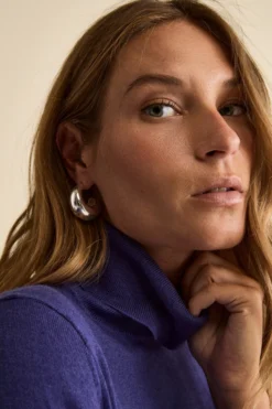 Maglia Dolcevita in Seta e Cashmere Extrafine - BLU APERTO