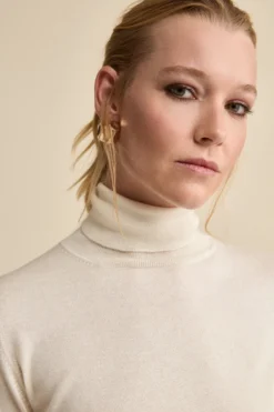 Maglia Dolcevita in Seta e Cashmere Extrafine - PANNA