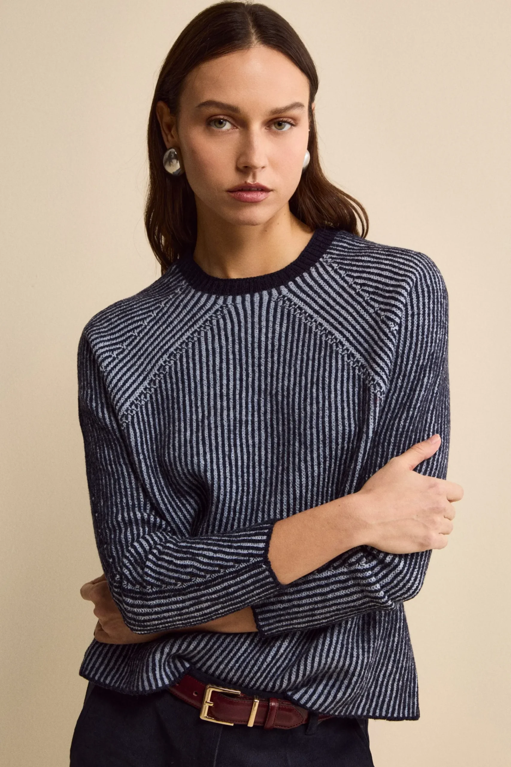 Maglia Fantasia in Lana Merino a Costa Inglese - FANT. BLU