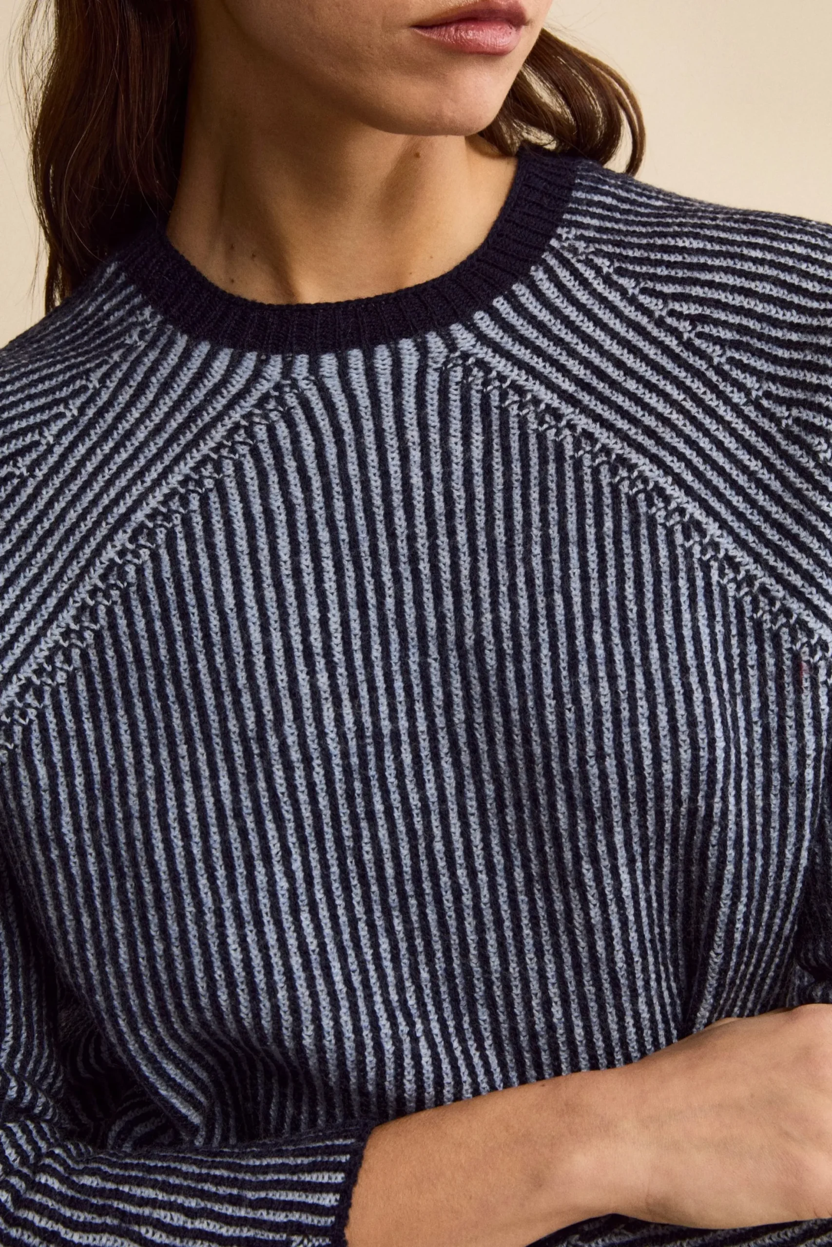 Maglia Fantasia in Lana Merino a Costa Inglese - FANT. BLU