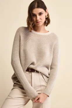 Maglia Fantasia in Lana Merino a Costa Inglese - FANT. BEIGE