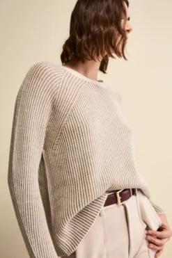 Maglia Fantasia in Lana Merino a Costa Inglese - FANT. BEIGE