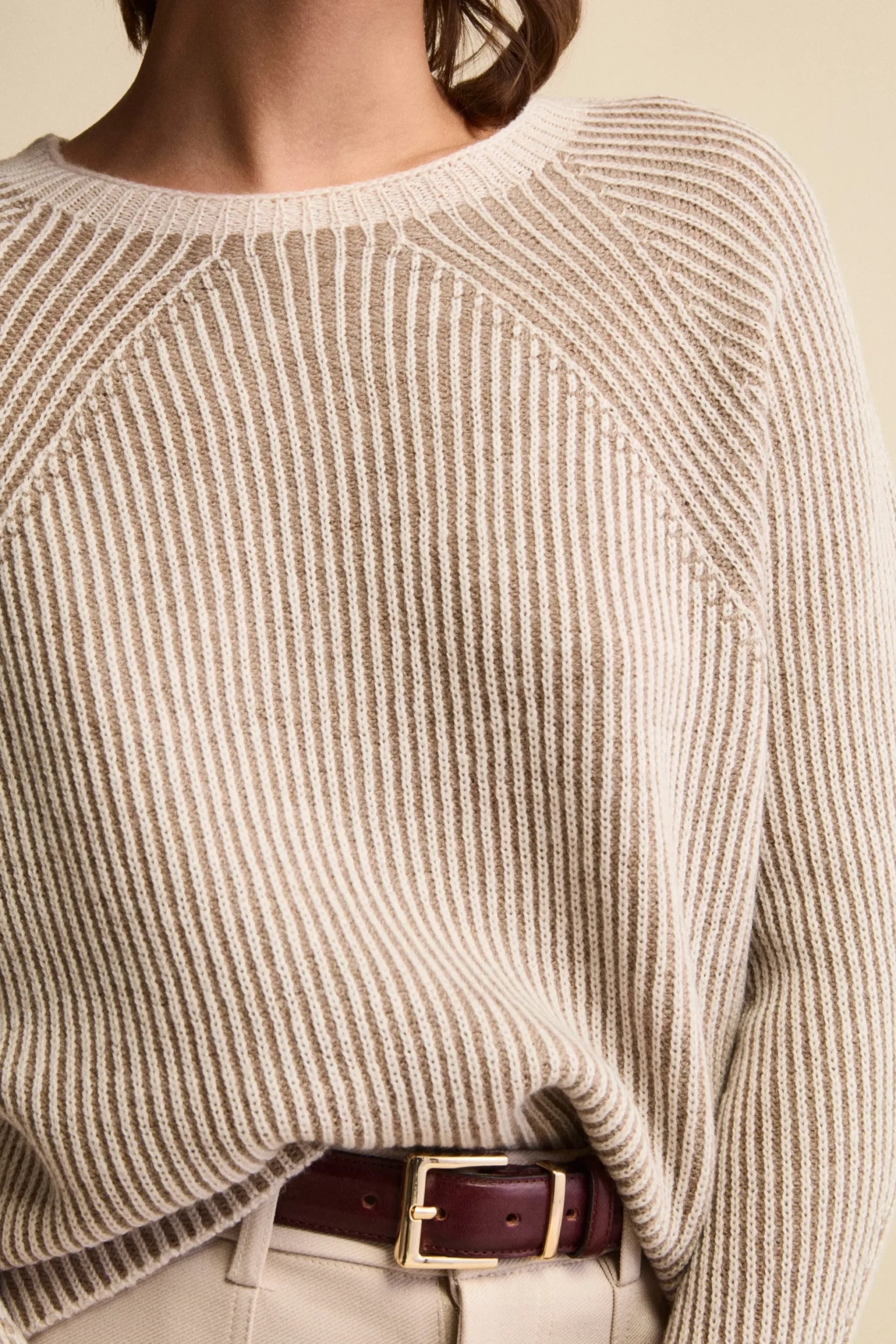 Maglia Fantasia in Lana Merino a Costa Inglese - FANT. BEIGE