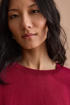 Maglia Girocollo Boxy in Cotone - BORDEAUX