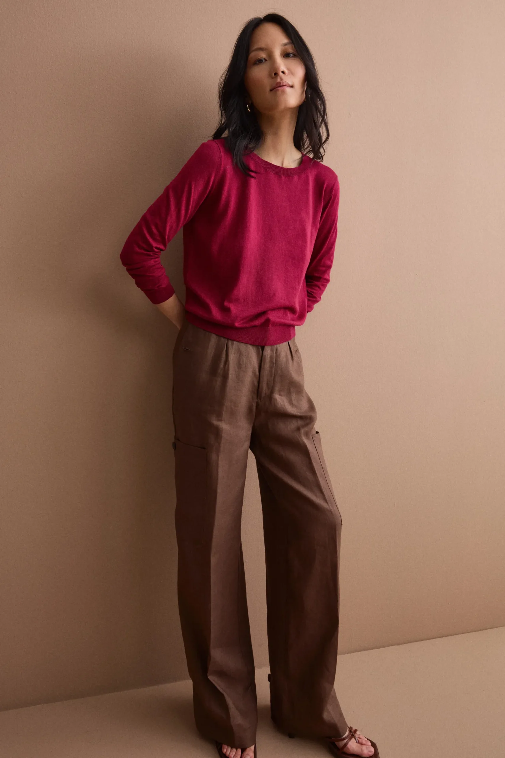 Maglia Girocollo Boxy in Cotone - BORDEAUX