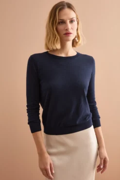Maglia Girocollo Boxy in Cotone - BLU