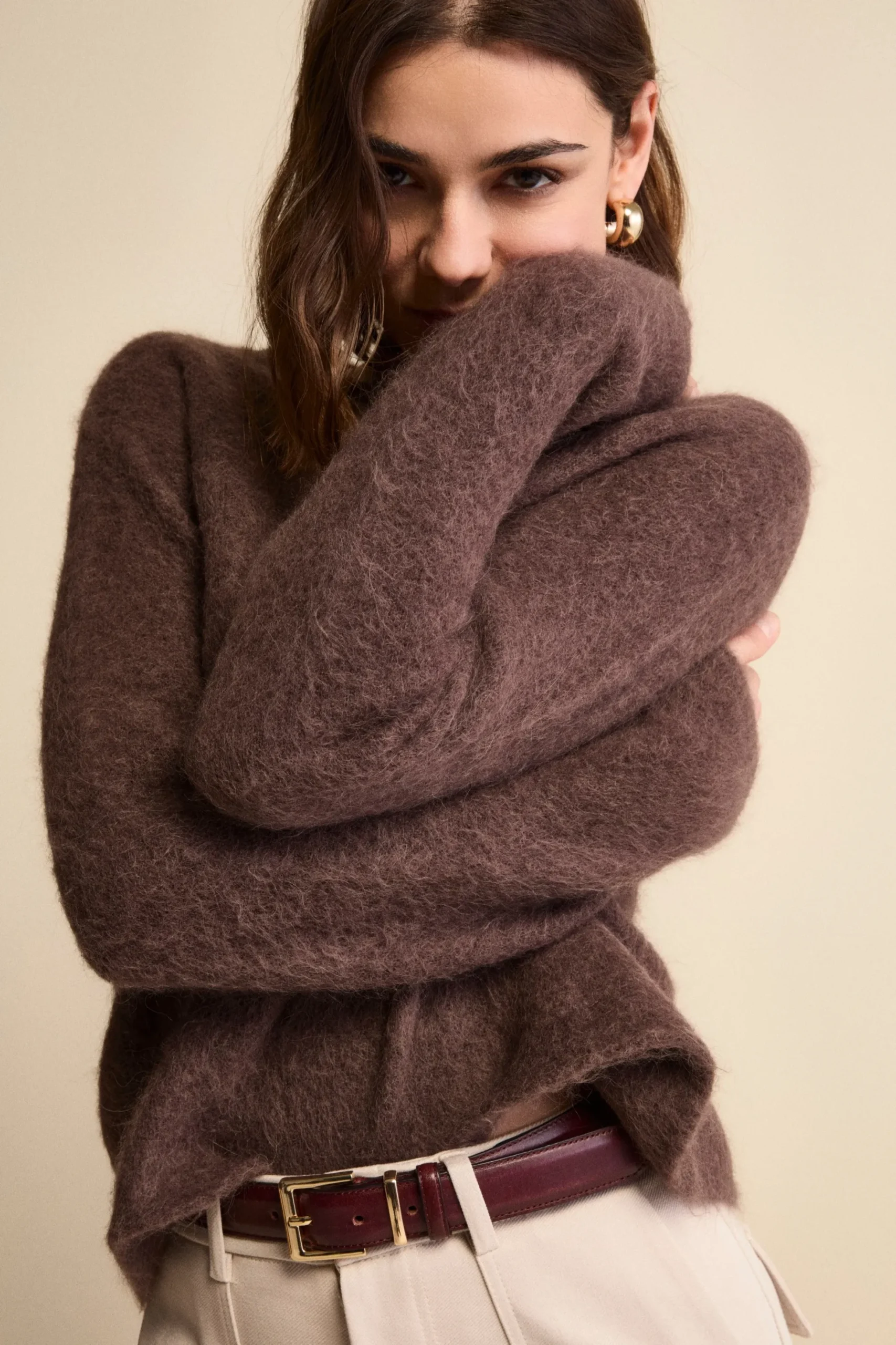 Maglia Girocollo Boxy in Misto Alpaca - T.MORO