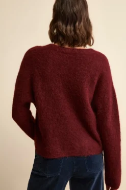 Maglia Girocollo Boxy in Misto Alpaca - BORDEAUX