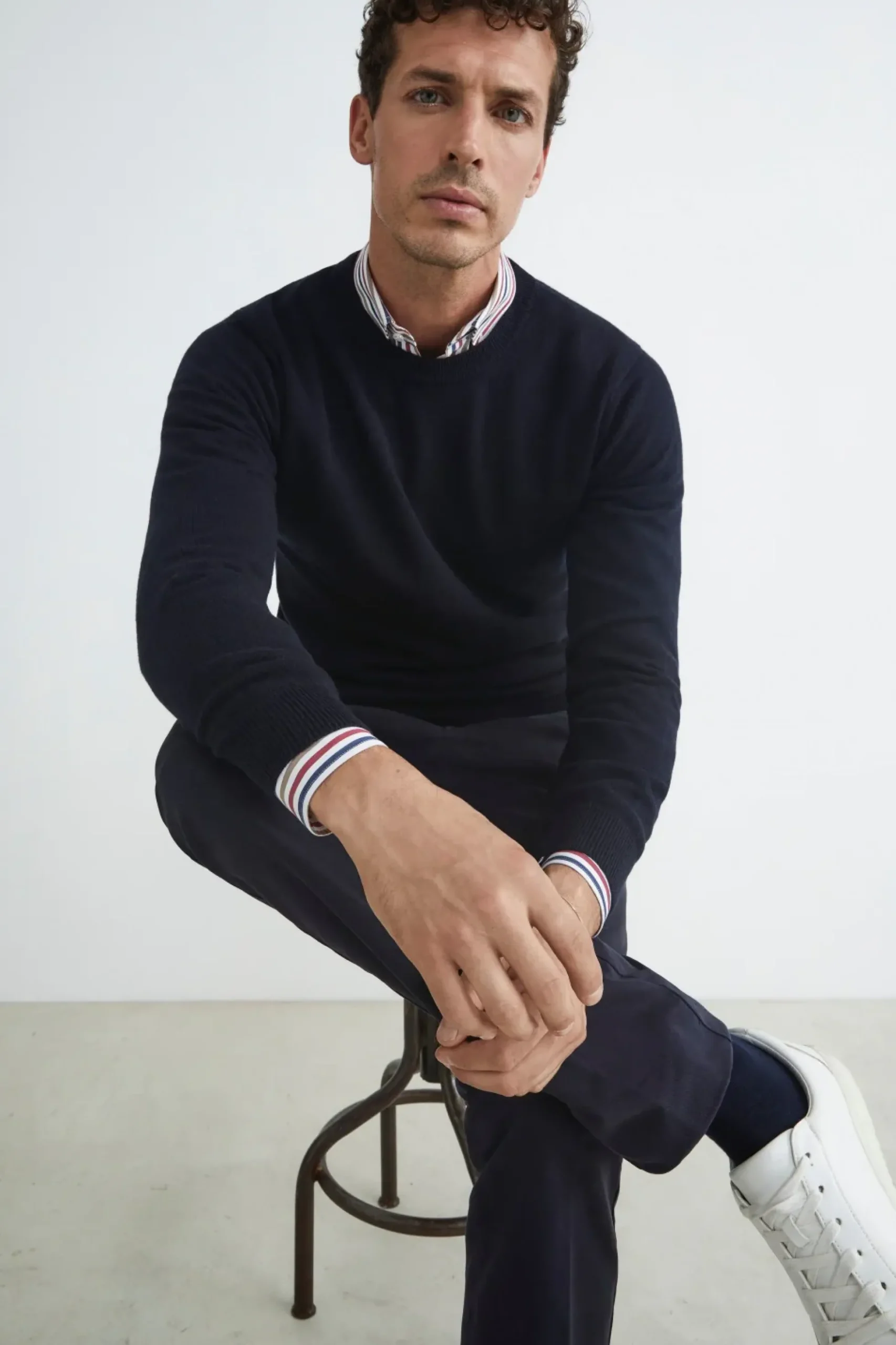 Maglia girocollo in cashmere - BLU