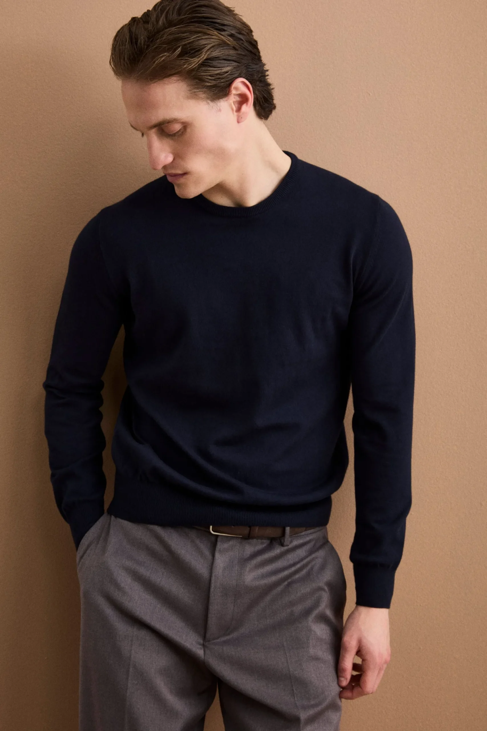 Maglia girocollo in cotone - BLU