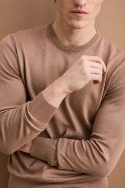 Maglia girocollo in cotone - CAPPUCCINO