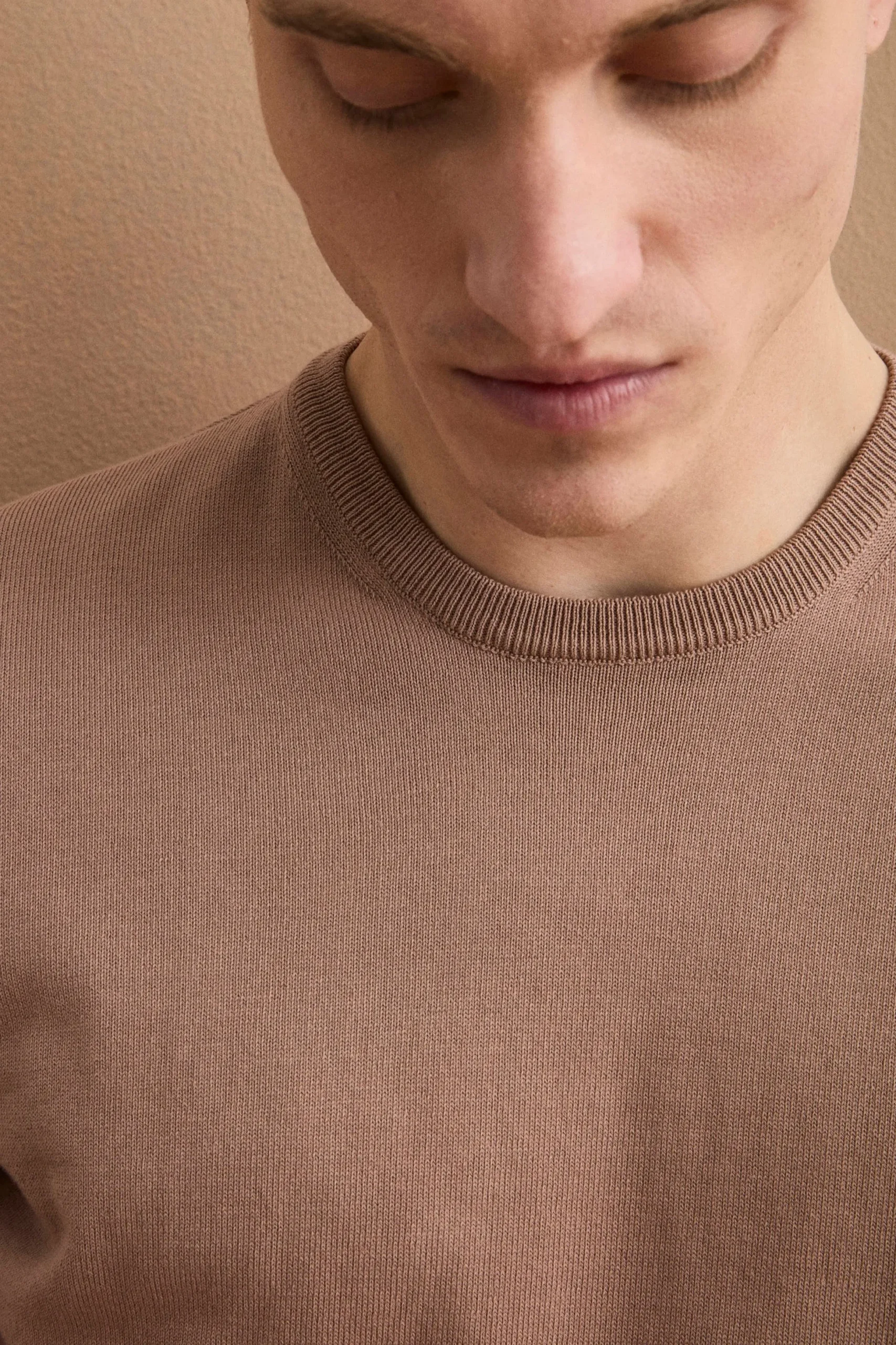 Maglia girocollo in cotone - CAPPUCCINO