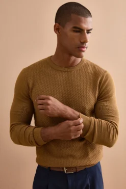 Maglia Girocollo in Cotone Crêpe - NOCCIOLA
