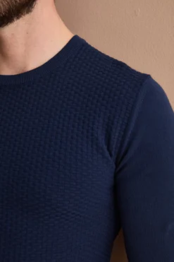 Maglia Girocollo in Cotone Crêpe - BLU