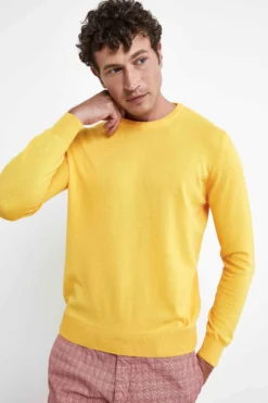 Maglia girocollo in cotone - GIALLO