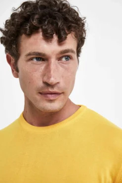 Maglia girocollo in cotone - GIALLO