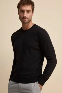 Maglia girocollo in cotone - NERO