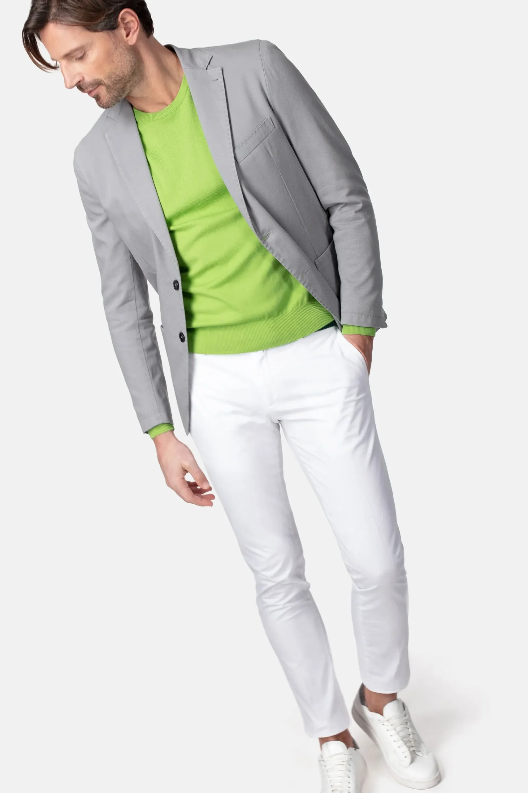 Maglia girocollo in cotone - VERDE PRATO