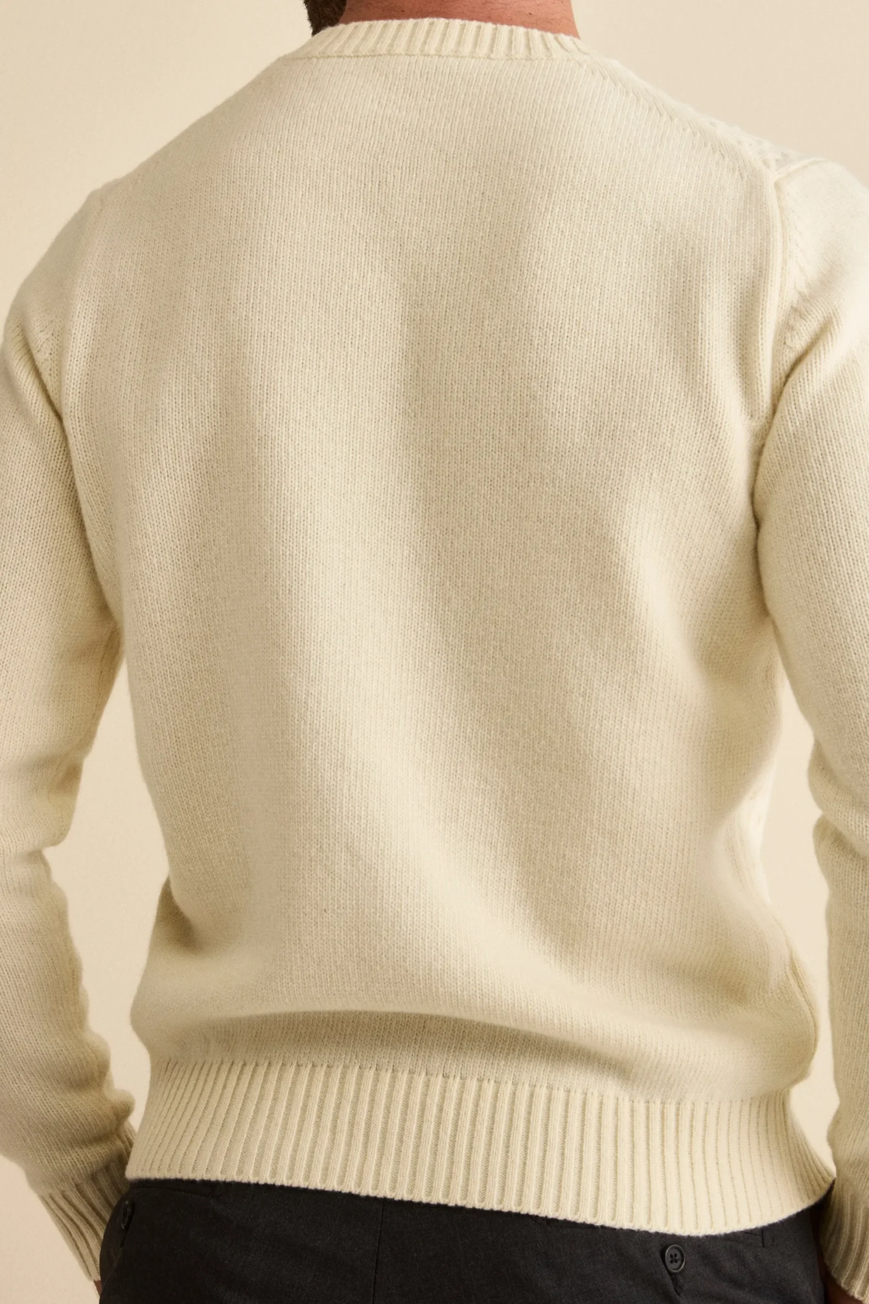 Maglia Girocollo in Lana a Trecce - LATTE