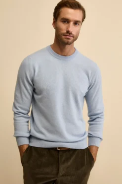 Maglia girocollo in lana - AZZURRO