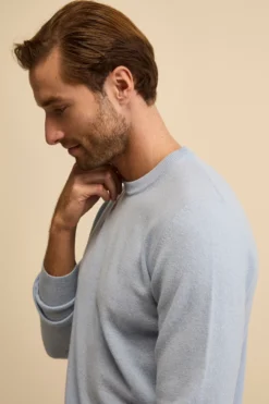 Maglia girocollo in lana - AZZURRO