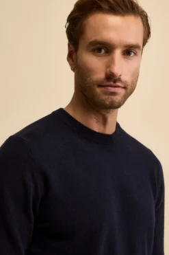 Maglia girocollo in lana - BLU NOTTE
