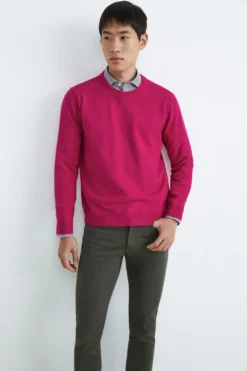 Maglia girocollo in lana - MAGENTA