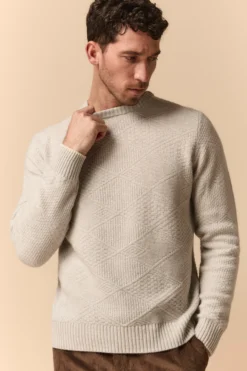 Maglia Girocollo Lavorata in Lana Merino Extrafine - PERLA