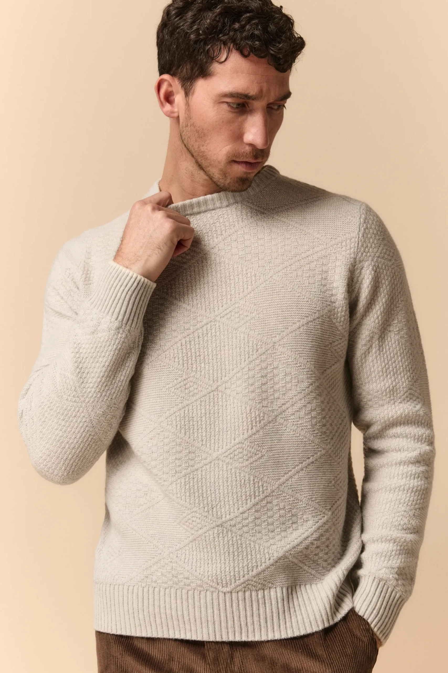 Maglia Girocollo Lavorata in Lana Merino Extrafine - PERLA