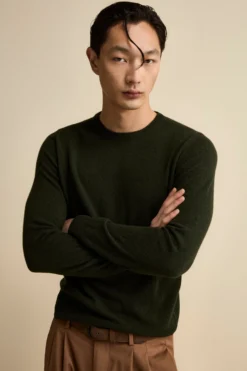 Maglia Girocollo Regular Fit in Lana Merino - VERDE