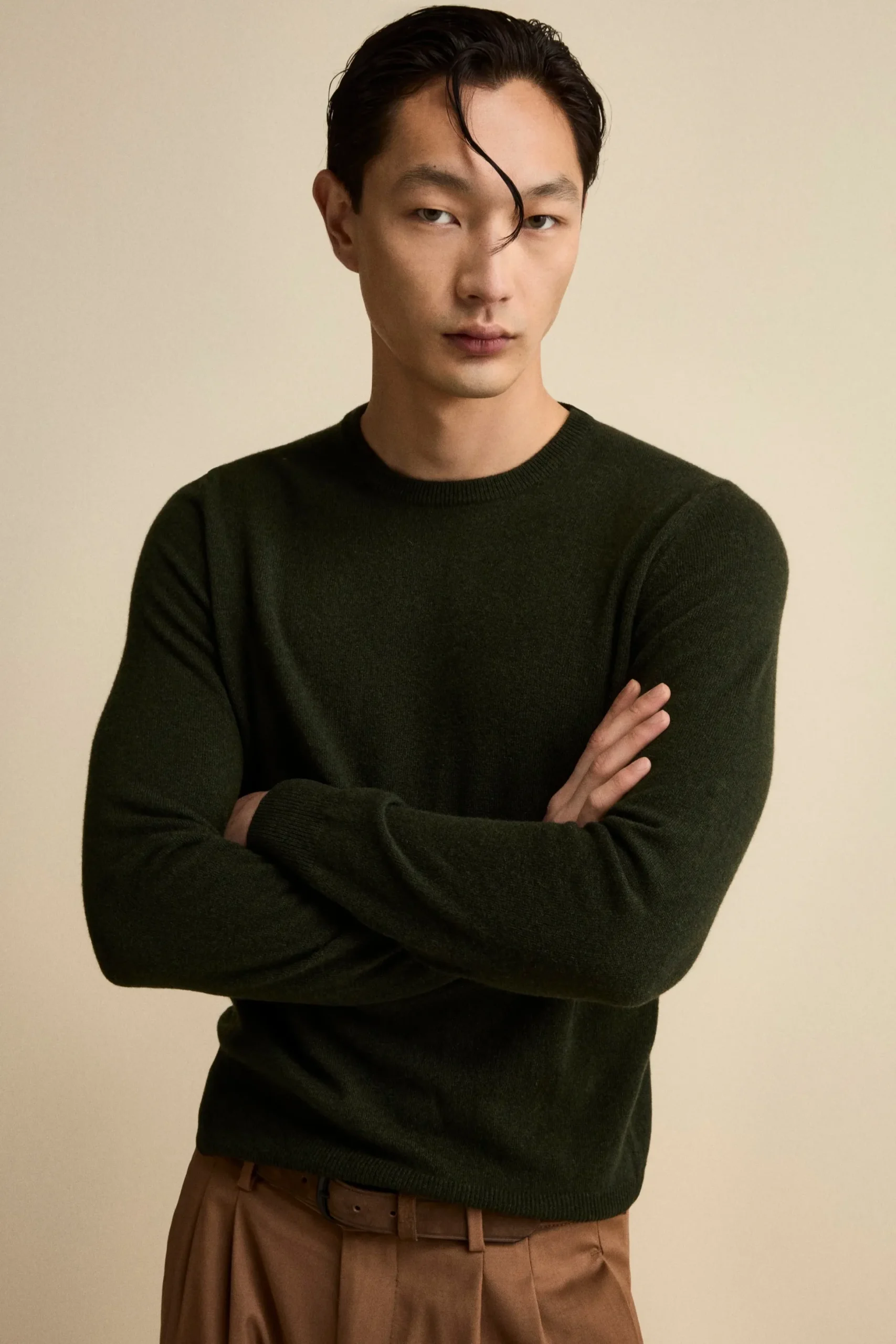 Maglia Girocollo Regular Fit in Lana Merino - VERDE