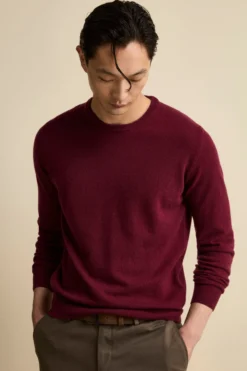 Maglia Girocollo Regular Fit in Lana Merino - BORDEAUX
