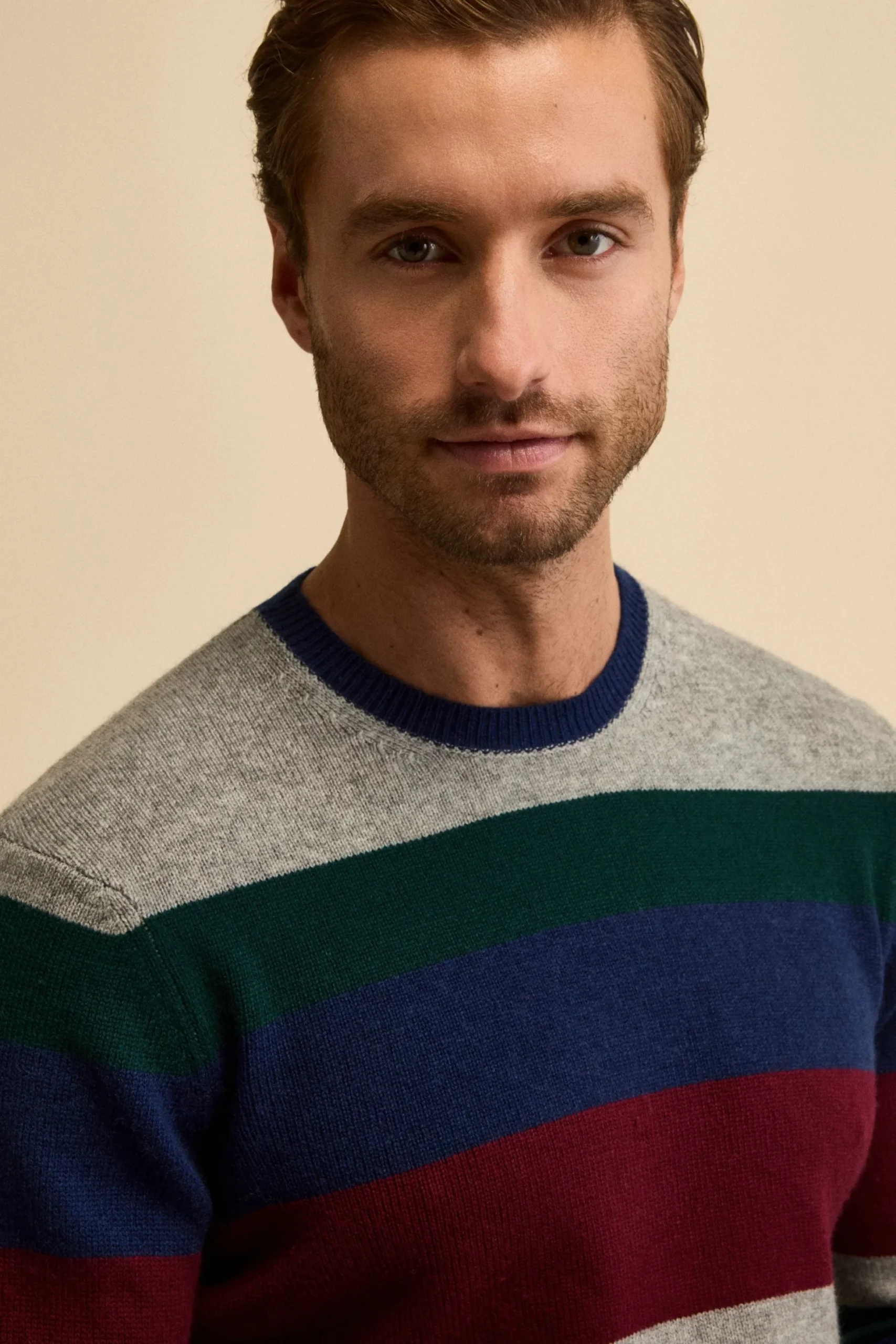 Maglia Girocollo Rigata in Lana e Cashmere - MULTICOLORE