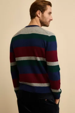 Maglia Girocollo Rigata in Lana e Cashmere - MULTICOLORE