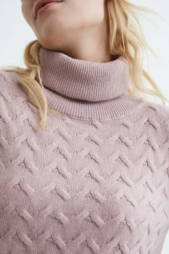 Maglia in cashmere con trecce - ROSA ANTICO