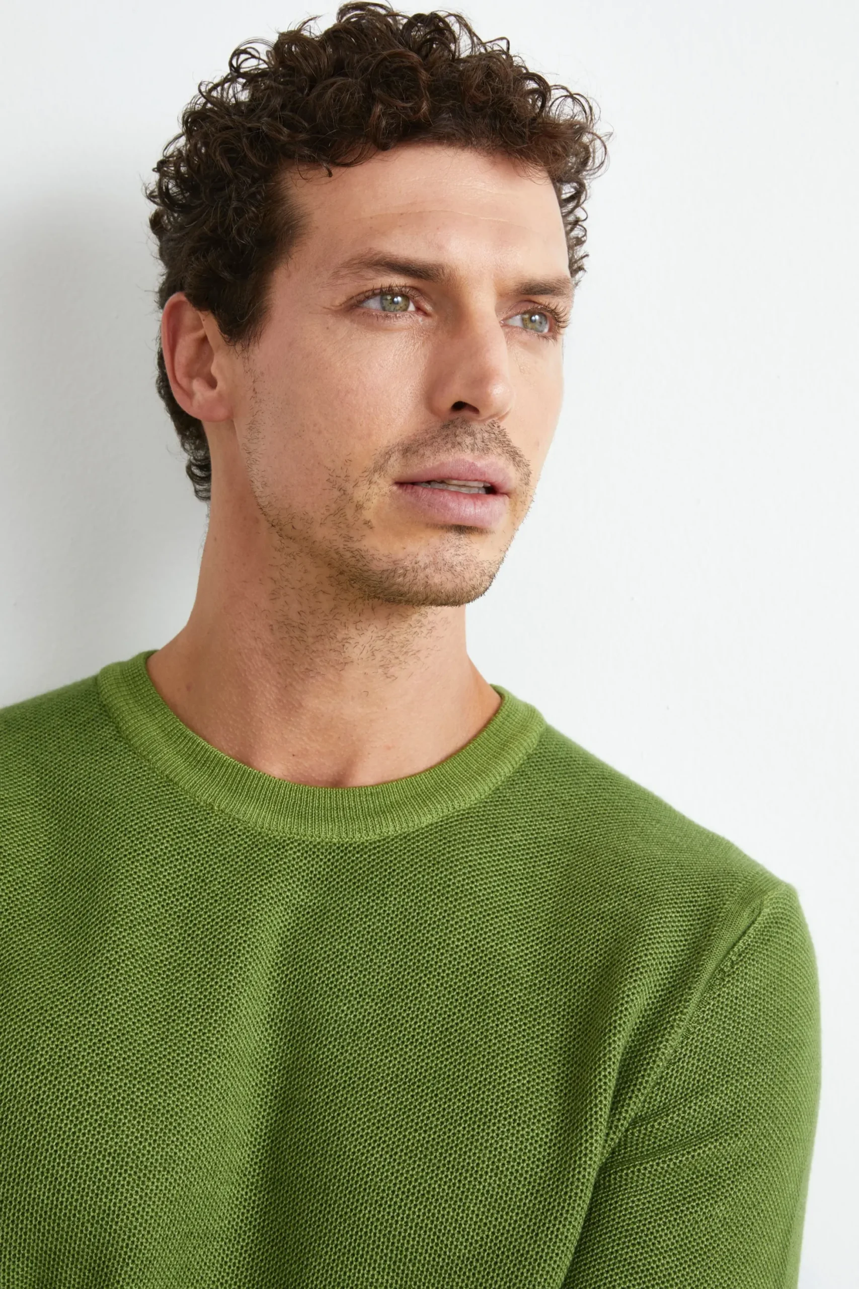 Maglia in lana a nido d’ape - OLIVA