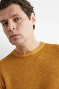 Maglia in lana a nido d’ape - SENAPE