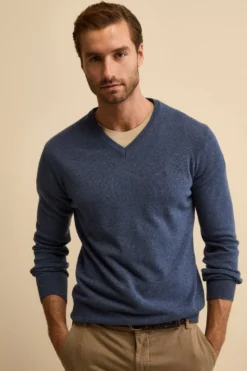 Maglia in lana con scollo a V - JEANS MELANGE