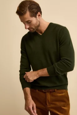 Maglia in lana con scollo a V - VERDONE