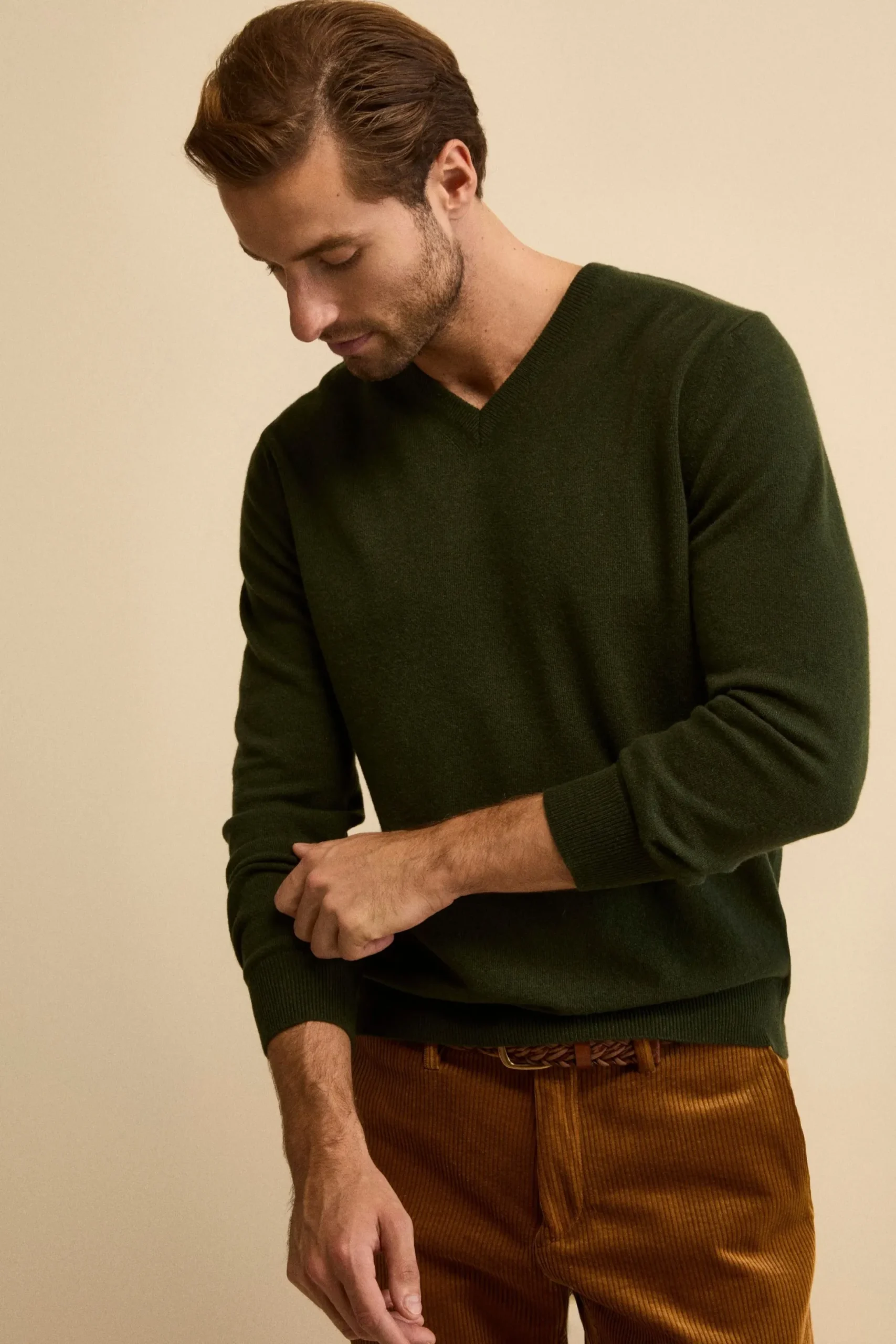 Maglia in lana con scollo a V - VERDONE