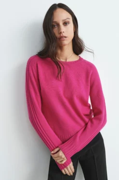 Maglia in lana e cashmere con scollo a barca - CICLAMINO