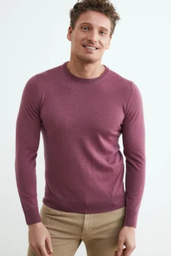 Maglia lana girocollo - BORDEAUX CHIARO