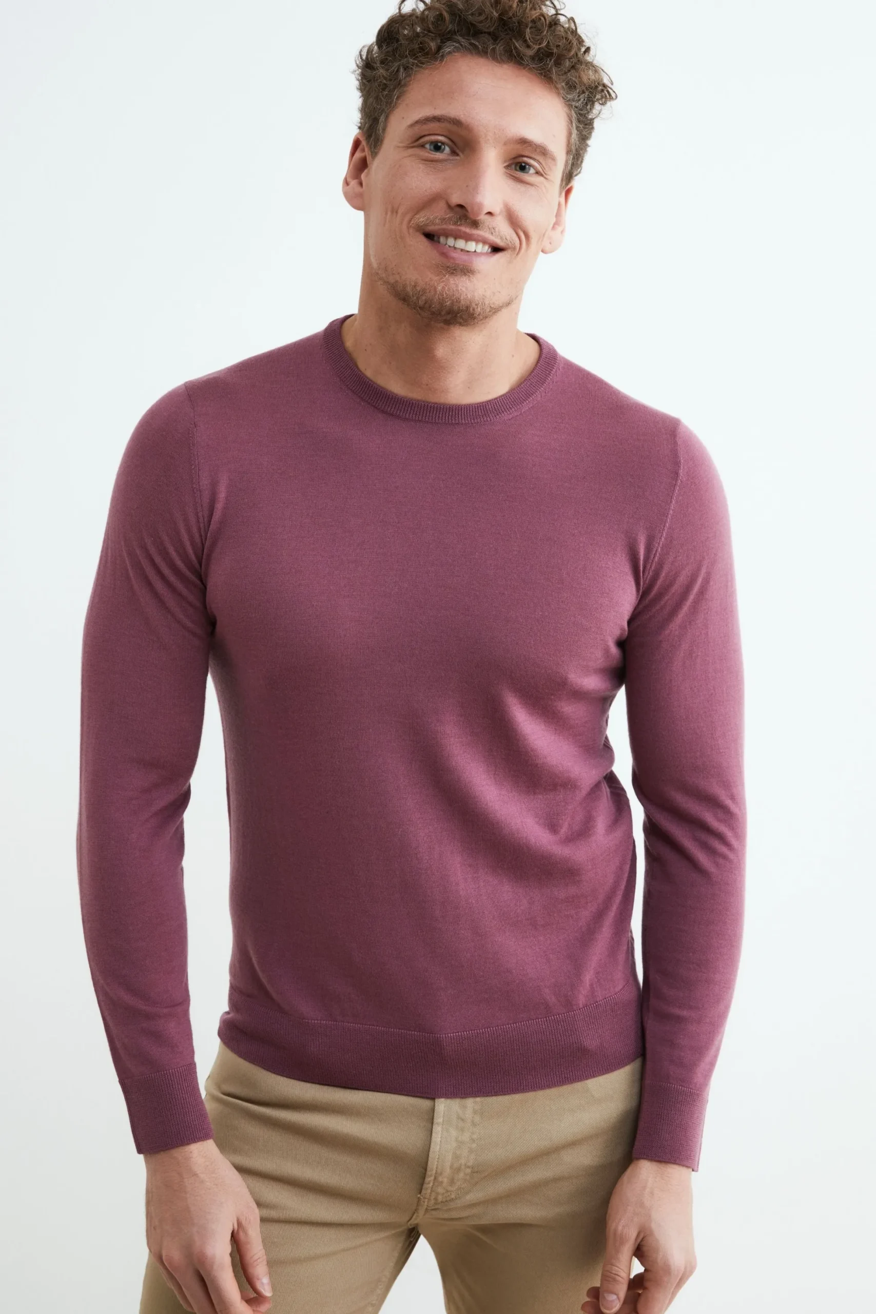 Maglia lana girocollo - BORDEAUX CHIARO