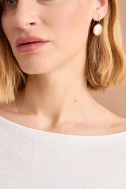 Maglia Links in Cotone con Scollo Barchetta - BIANCO