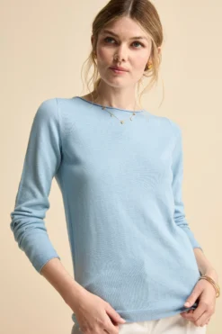 Maglia Lurex Barchetta in Cotone - AZZURRO