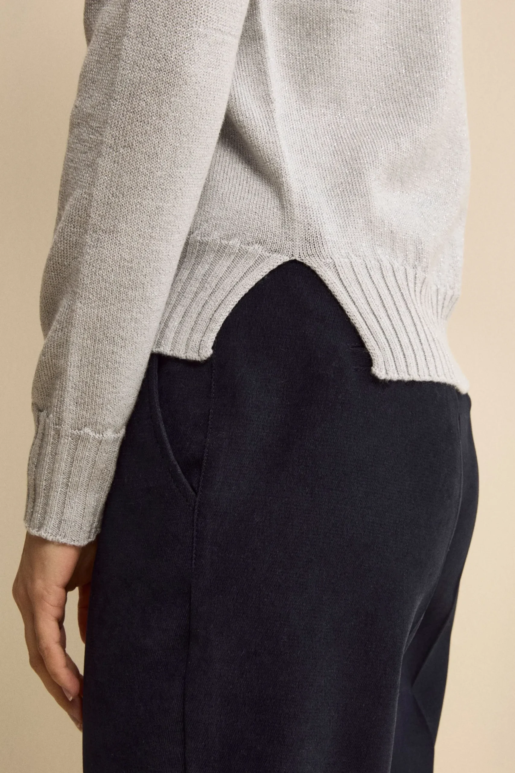 Maglia Lurex Girocollo in Lana Merino - GHIACCIO