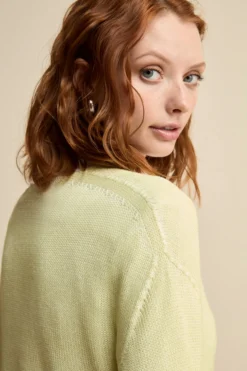 Maglia Morbida Scollo a V in Cotone - LIME
