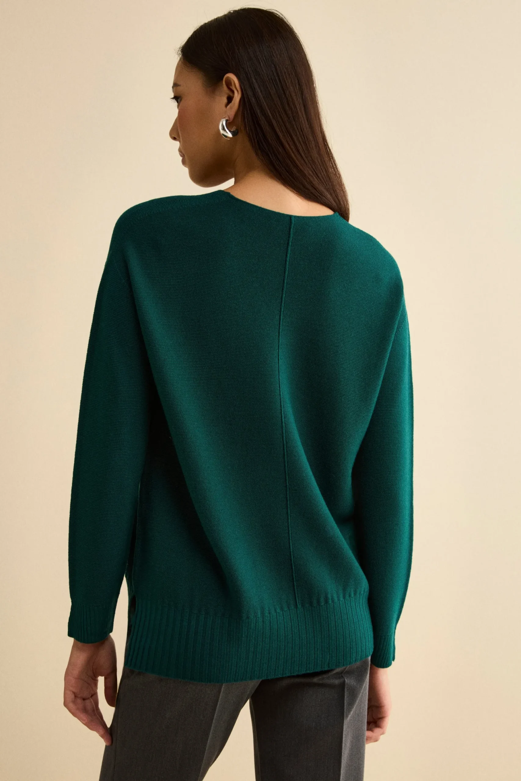Maglia Over Scollo a V in Lana Merino - VERDE