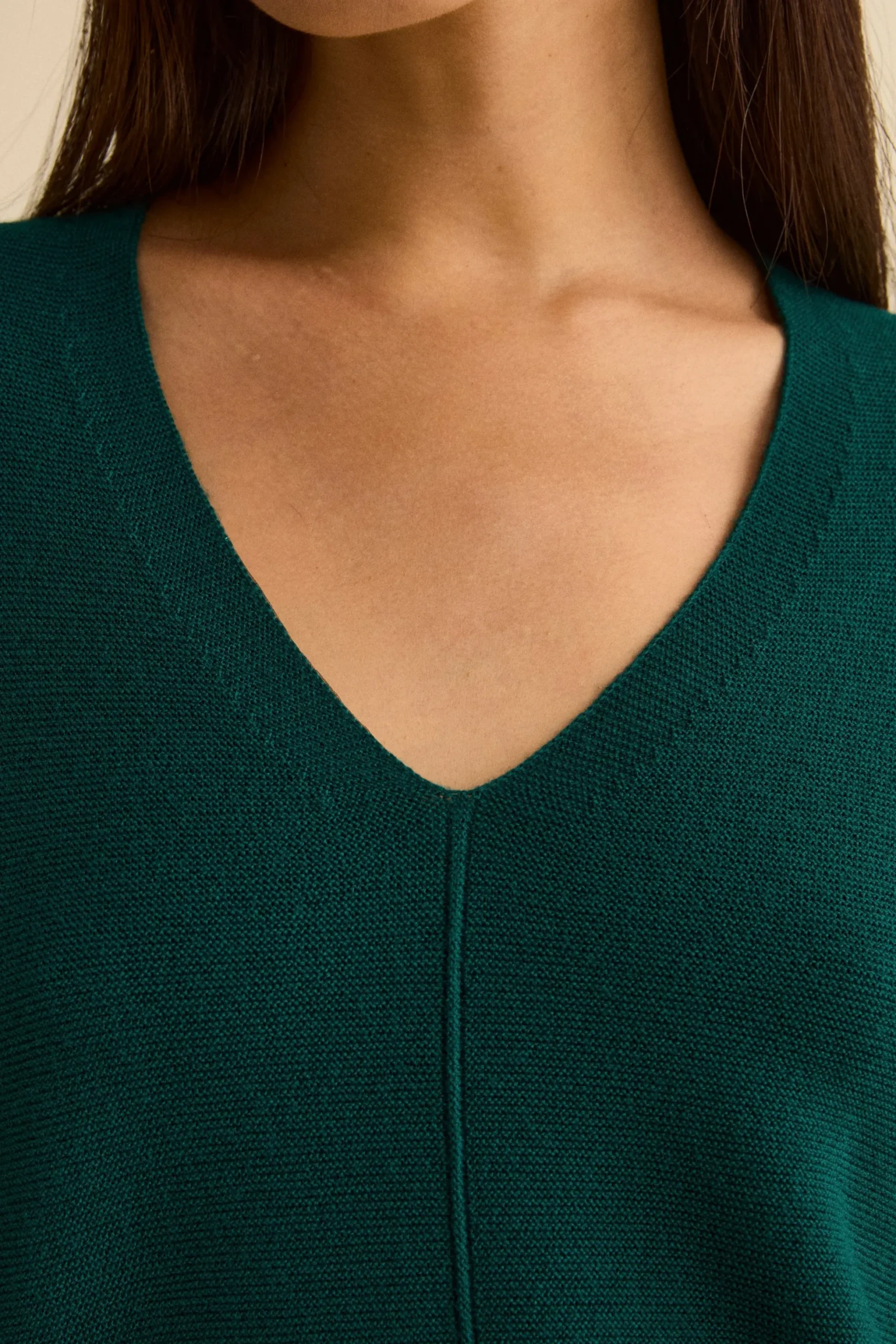 Maglia Over Scollo a V in Lana Merino - VERDE